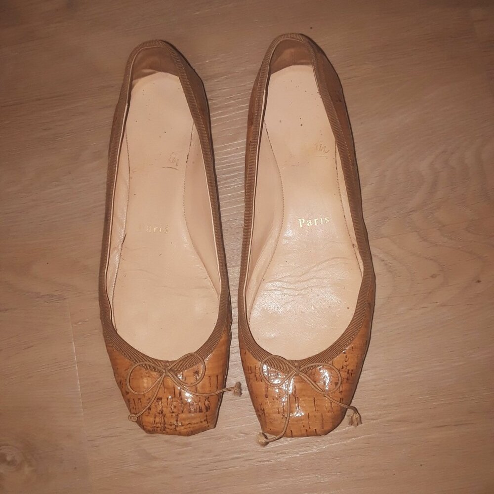 Christian Louboutin cork ballet flats square toe 7.5